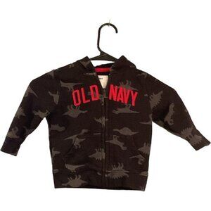 Old Navy Toddler Boys Black & Gray Dinosaur Hoodie Sweatshirt 18-24M